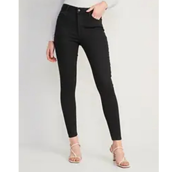 NEW Old Navy Rockstar Super Skinny Leggings Black Jeans Distressed High Waist - Picture 1 of 15
